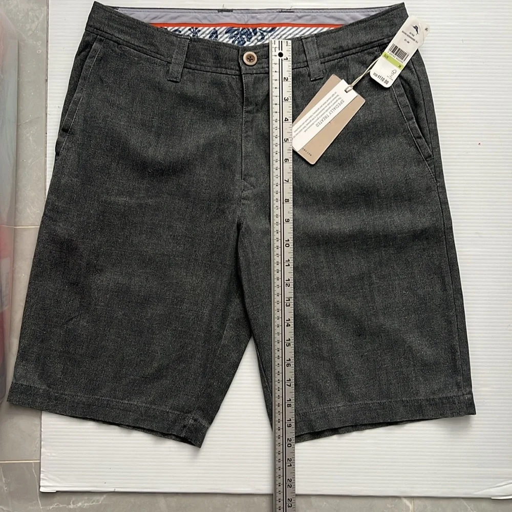 NWT Tommy Bahama Havana Herringbone 10.5-Inch Shorts Ink Silk Blend
